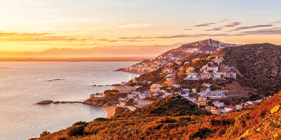 The romantic town of Roses on the coast of Catalonia, Spain.