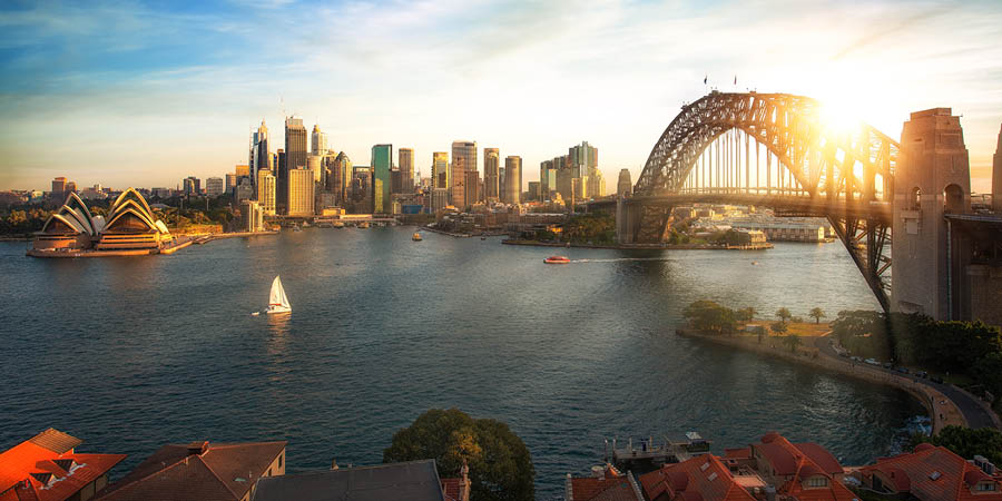 Savouring lunch during a Sydney Harbour cruise